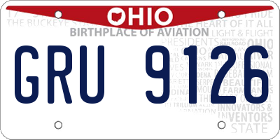 OH license plate GRU9126