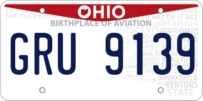 OH license plate GRU9139