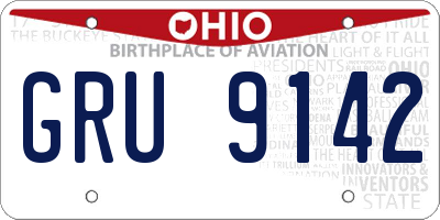 OH license plate GRU9142