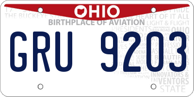 OH license plate GRU9203