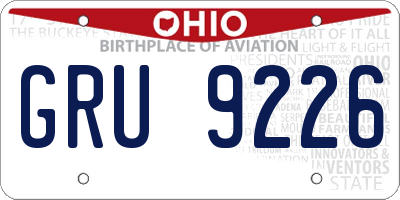 OH license plate GRU9226