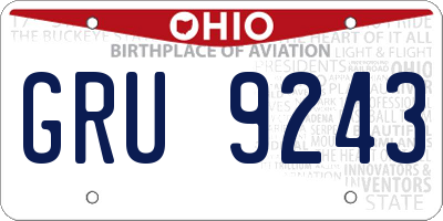 OH license plate GRU9243