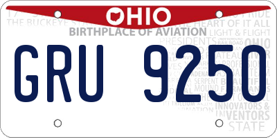 OH license plate GRU9250