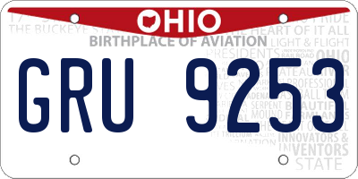 OH license plate GRU9253
