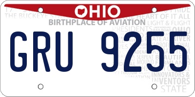 OH license plate GRU9255