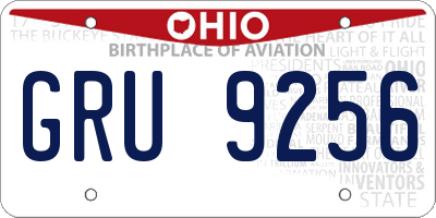 OH license plate GRU9256