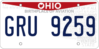 OH license plate GRU9259