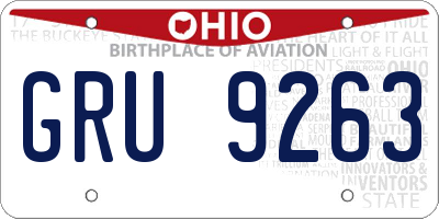 OH license plate GRU9263