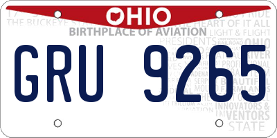 OH license plate GRU9265