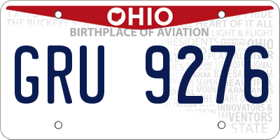 OH license plate GRU9276