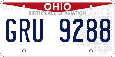 OH license plate GRU9288