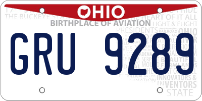 OH license plate GRU9289