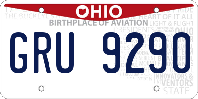 OH license plate GRU9290