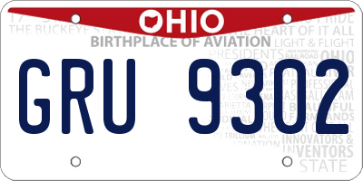 OH license plate GRU9302