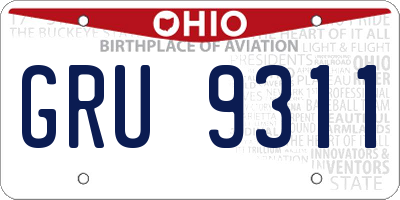 OH license plate GRU9311