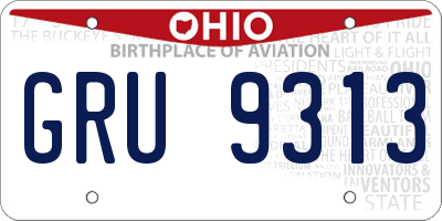 OH license plate GRU9313