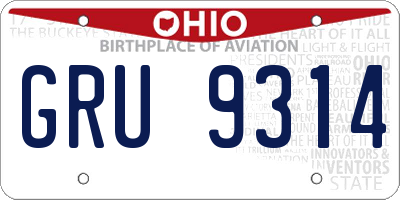 OH license plate GRU9314