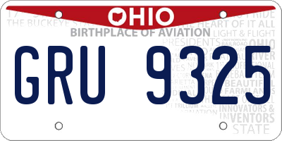 OH license plate GRU9325