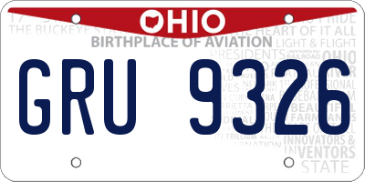 OH license plate GRU9326