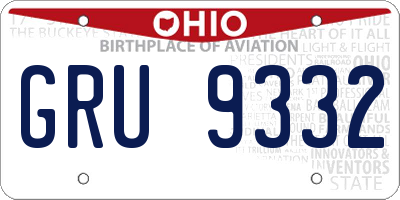OH license plate GRU9332