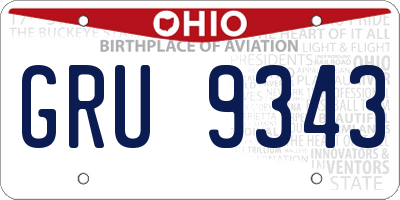 OH license plate GRU9343