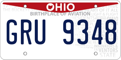 OH license plate GRU9348