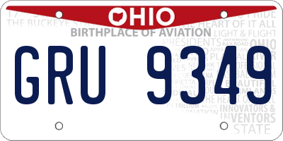 OH license plate GRU9349