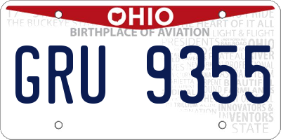 OH license plate GRU9355