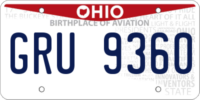 OH license plate GRU9360