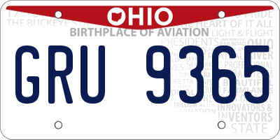 OH license plate GRU9365