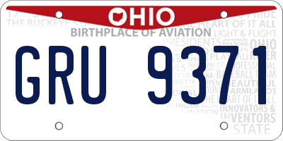 OH license plate GRU9371