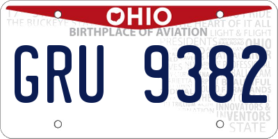 OH license plate GRU9382