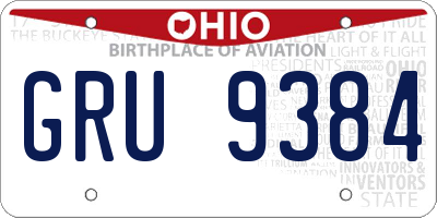 OH license plate GRU9384