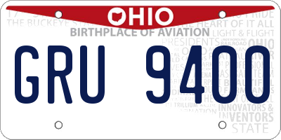 OH license plate GRU9400