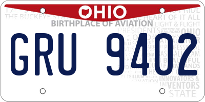 OH license plate GRU9402