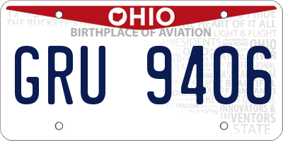 OH license plate GRU9406