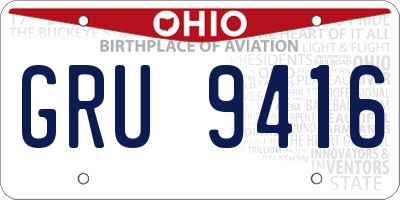 OH license plate GRU9416