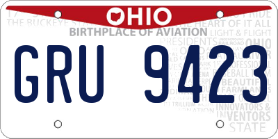 OH license plate GRU9423