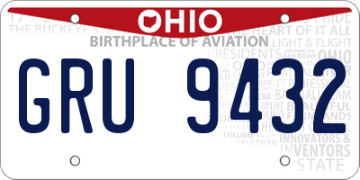 OH license plate GRU9432