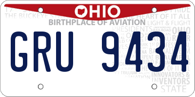 OH license plate GRU9434