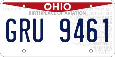 OH license plate GRU9461