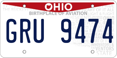 OH license plate GRU9474