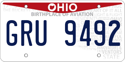 OH license plate GRU9492
