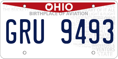 OH license plate GRU9493
