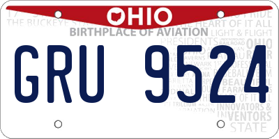 OH license plate GRU9524