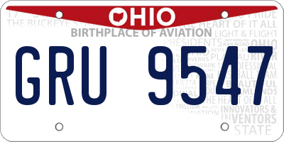 OH license plate GRU9547