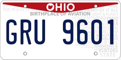 OH license plate GRU9601