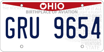 OH license plate GRU9654