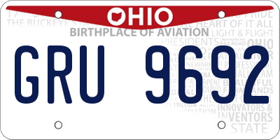 OH license plate GRU9692