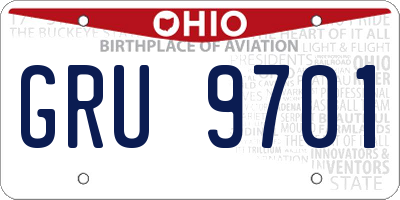OH license plate GRU9701